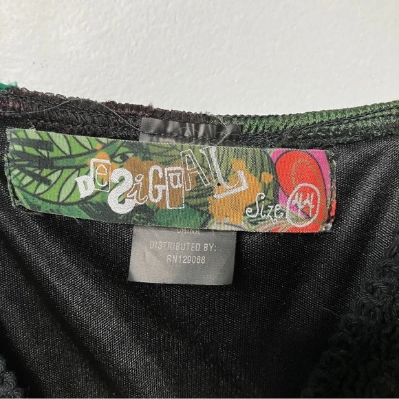 Desigual Multi Colour Print Silk Blend Crochet Braided Maxi Dress - Picture 10 of 13